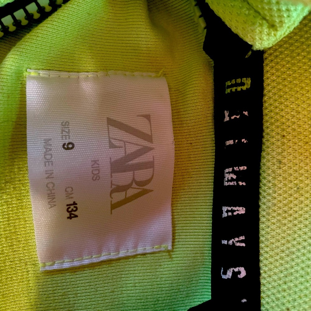 Neon yellow Zara zip up